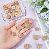 30Pcs 3 Style Alloy Shank Buttons, Flat Round with Crown Wheat Badge Pattern, Light Gold, 20x8mm, Hole: 2mm, 10pcs/style