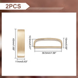2Pcs Brass Loop Keepers, Men's Belt Buckle, Rectangle, Raw(Unplated), 43x11x15mm, Inner Diameter: 39.5x10.5mm