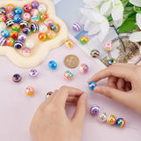 50Pcs 10 Colors Stripe Resin Beads, AB Color, Rondelle, Mixed Color, 15.5~16x13.5~14.5mm, Hole: 2.5~3.5mm, 5pcs/color