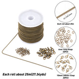 DIY Chain Necklaces & Bracelets Making Kits, Including Brass Curb Chains &  Open Jump Rings, Zinc Alloy Lobster Claw Clasps, Antique Bronze, 2x1.2x0.3mm, 25m/roll, 1roll/set