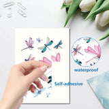 8 Sheets 8 Styles PVC Waterproof Wall Stickers, Self-Adhesive Decals, for Window or Stairway Home Decoration, Rectangle, Dragonfly, 200x145mm, about 1 sheets/style