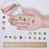 DIY Earring Making Kits, with Half Round Leopard Print Pattern Glass Cabochons, Stainless Steel Stud Earring Settings & Ear Nuts and Plastic Container, Stainless Steel Color, 7.4x7.3x2.5cm, about 130pcs/box