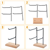2-Tier 2-Row Wood Jewelry Display Stands, with Electrophoresis Black Tone Iron Findings, for Earrings, Bracelet, Keychain Organizer, BurlyWood, Finish Product: 16.5x13x21cm, about 3pcs/set