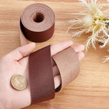 PU Leather Fabric Plain Lychee Fabric, for Shoes Bag Sewing Patchwork DIY Craft Appliques, Coconut Brown, 3.75x0.15cm