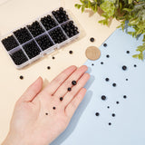 Plastic Doll Eyes Crafts, For DIY Doll Toys Accessories, Round, Black, 3~8mm, hole: 1.2~2mm, about 1380pcs/set
