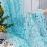 Polyester Snowflake Mesh Fabric, Garment Decoration for Child, Light Sky Blue, 300x150x0.01cm