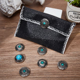 18Sets 3 Style Alloy Buttons, with Imitation Synthetic Turquoise & Iron Screw, Flower, Antique Silver, 24.5~25x7~8mm, 6 sets/style