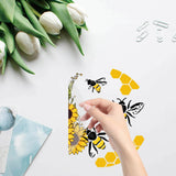 PVC Window Sticker, Flat Round Shape, for Window or Stairway  Home Decoration, Bees, 160x0.3mm, 4 styles, 1pc/style, 4pcs/set