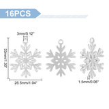 16PCS Ion Plating(IP) 304 Stainless Steel Pendants, Snowflake Charm, Stainless Steel Color, 33x26.5x1.5mm, Hole: 3mm