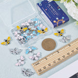 30Pcs 3 Colors Alloy Enamel Pendants, Bee Charm, Platinum, 15x22.5x2mm, Hole: 2mm, 10pcs/color