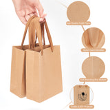 50Pcs Rectangle Kraft Paper Bags with Handle, Retail Shopping Bag, Merchandise Bag, Gift, Party Bag, with Nylon Cord Handles, BurlyWood, 16x12x5.7cm