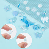 DIY Cute Beaded Stretch Bracelet Making Kit, Including Flower & Star & Bowknot & Heart & Butterfly & Candy Acrylic Beads, Elastic Thread, Blue, 13.5x14x6mm, Hole: 1.5mm, Beads: 150Pcs/bag