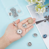 DIY Pendant Necklace Making Kits, Including Eye & Tree & Skull Alloy Snap Buttons & Snap Pendant Making, 304 Stainless Steel Cable Chains Necklaces, Antique Silver & Stainless Steel Color, 8Pcs/box