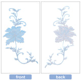 2Pcs Peony Computerized Embroidery Cloth Iron on/Sew on Patches, Costume Accessories, Appliques, Light Sky Blue, 390x156x0.7mm