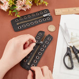 PU Leather Lace-in Boot Zipper Inserts, Tieless Shoe Laces, with Brass Zipper, Alloy Puller, for Boots, Black, 145x51.5x9.5mm, Hole: 5mm