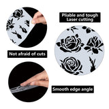 PET Plastic Hollow Out Drawing Painting Stencils Templates, Square, Rose Pattern, 18x18cm