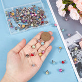 2 Bags Iron Fasteners Brads, with Plastic Imitation Pearl,for Scrapbooking, Photo Album, Embellishment Wedding Supplies, Children Puppy Dolls Decoration, Half Round, Mixed Color, 1.4x0.95cm, 50pcs/bag