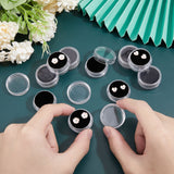 6Pcs Plastic Loose Diamond Boxes, Flat Round with Sponge Inside, for Jewelry Cabochons Displays, Black, 3x1.5cm