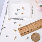 16Pcs 2 Colors Brass Cubic Zirconia Tube Bails, Loop Bails, Teardrop, Clear, Nickel Free, Platinum & Golden, 9.5x5x3mm, Hole: 1.2mm, 8Pcs/color