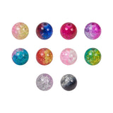 Round Transparent Crackle Glass Beads, Mixed Color, 8mm, Hole: 1.3~1.6mm, about 180~200pcs/box