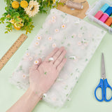 Daisy Pattern Embroidered Polyester Tulle Lace Fabric, Garment Accessories, White, 126x0.2cm, 2yard/pc