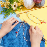 Glass & Acrylic Beaded Knitting Row Counter Chains, with Alloy Enamel Pendants, Flamingo Shape, Mixed Color, 29.5~34cm, 2pcs/set