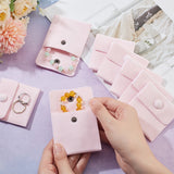 Square Velvet Jewelry Bags, with Snap Fastener, Pink, 7x7x0.95cm