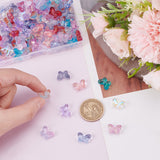 120Pcs 10 Colors Transparent Glass Beads, Butterfly, Mixed Color, 10x14x5.5mm, Hole: 1mm, 12pcs/color