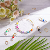10Pcs 10 Style Flat Round with Number Acrylic Beads Leverback Earrings, Num. 0~9 Drop Brass Earrings for Women, Golden, Mixed Patterns, 31mm, Pin: 0.8mm, 1pc/style