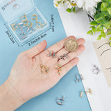 20Pcs 2 Colors Brass Converters Findings, for Non-Pierced Ears, Real Gold Plated & Real Platinum Plated, 14x16x5mm, Hole: 0.6mm, 10Pcs/color