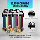 Sports Theme Iron Medal Hanger Holder Display Wall Rack, with Screws, Football Pattern, 150x400mm