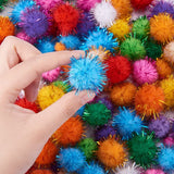 Handmade DIY Doll Craft Pom Pom Yarn Pom Pom Balls, with Metallic Cord, Mixed Color, 12mm, 120pcs, 25mm, 120pcs, 30mm, 120pcs, 360pcs/set