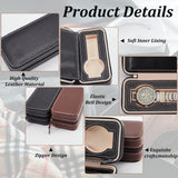 Rectangle 2 Slot PU Leather Watch Storage Zipper Boxes, Portable Travel Wristwatch Organizer Case, Holds up to 2Pcs Watch Storage, Black, 8.5x18x5.8cm