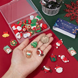 32Pcs 16 Styles Opaque Resin Pendants, Christmas Charms, with Platinum Tone Iron Loops, Gingerbread Man & Santa Claus & Snowman, Mixed Shapes, Mixed Color, 21~34x15~21.5x5~8mm, Hole: 2~2.7mm, 2pcs/style
