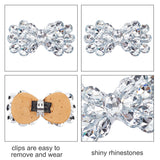 2Pcs Alloy Rhinestone Shoe Decorations, Detachable Shoe Buckle Clips, Bowknot, Crystal, 45x84x12.5mm