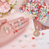 200Pcs 2 Style Transparent Acrylic Charms, with ABS Plastic Imitation Pearl Beads and Golden Tone Brass Findings, Flower, Mixed Color, 11x9.5mm, Hole: 1.6mm, 100pcs/style