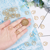 30Pcs 201 Stainless Steel Pendants, Laser Cut, Round Ring with Wave, Golden, 17x15x1mm, Hole: 1mm