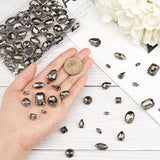 Sew on Rhinestone, Glass Rhinestone, Multi-strand Links, with Stainless Steel Settings, Garments Accessories, Faceted, Black Diamond, 18x13x6.5mm, Hole: 1.2mm, 100pcs/box