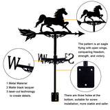 Orangutan Iron Wind Direction Indicator, Weathervane for Outdoor Garden Wind Measuring Tool, Horse, 240~245x358mm