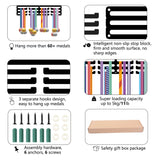 Fashion Iron Medal Hanger Holder Display Wall Rack, 3-Line, with Screws, Black, Word Dad's Medals, Human, 150x400mm, Hole: 5mm