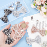 DIY Shoe Buckle Decoration, Including 3 Pairs 3 Colors Polyester Rhinestone Bowknot and 10Pcs Iron Large Flat Blank Clips, Mixed Color, Bowknot: 72x42x10mm, 3 colors, 1 pair/color, 3 pairs