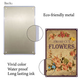 Vintage Metal Tin Sign, Wall Decor for Bars, Restaurants, Cafes Pubs, Flower Pattern, 30x20cm