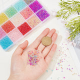 195g 15 Style Transparent Glass Bead, No Hole, AB Color Plated, Round, Mixed Color, 1~3mm, 13g/style