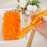 10M 2-Layer Polyester Pleated Lace Trim Ribbon, Organza Trimming, for DIY Decorative Clothes, Orange, 1-5/8 inch(40mm), about 10.94 Yards(10m)/Card