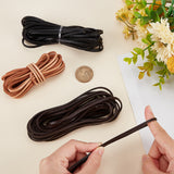 Cowhide Leather Cord, Leather Jewelry Cord, Jewelry DIY Making Cord, Flat, Mixed Color, 3x2mm, about 5.47 Yards(5m)/color, 3 colors, 15m/set