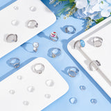 DIY Finger Rings Making Kits, with Adjustable 304 Stainless Steel Finger Rings Components, Transparent Glass Cabochons and Box Container, Flat Round, Stainless Steel Color, 8.2x8.2x2.7cm, 48pcs/box