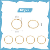 100Pcs 304 Stainless Steel Jump Rings, Open Jump Rings, Real 18K Gold Plated, 18 Gauge, 12x1mm, Inner Diameter: 10mm