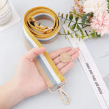 Adjustable Canvas Bag Handles, with Alloy Swivel Clasps, for Bag Straps Replacement Accessories, Stripe Pattern, Champagne Yellow, Gold, Yellow, 72~130x3.8x0.3cm, Alloy Swivel Clasps: 6x4.6x0.8cm