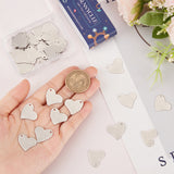 50Pcs 304 Stainless Steel Pendants, Heart, Stamping Blank Tag, Stainless Steel Color, 18x19.5x0.6mm, Hole: 1.6mm