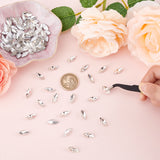 100Pcs Pointed Back Glass Rhinestone Cabochons, Faceted, Horse Eye, Crystal, 15x7x4mm